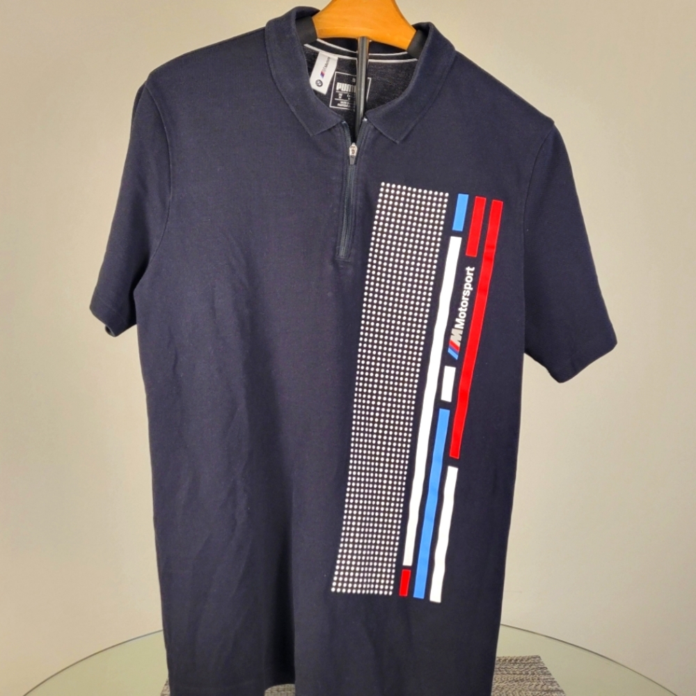Puma BMW Motorsport Polo Mens Black Graphic Logo SS Shirt M